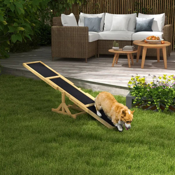 Wooden Dog Agility Seesaw for Training and Exercise, Yellow - product image 2