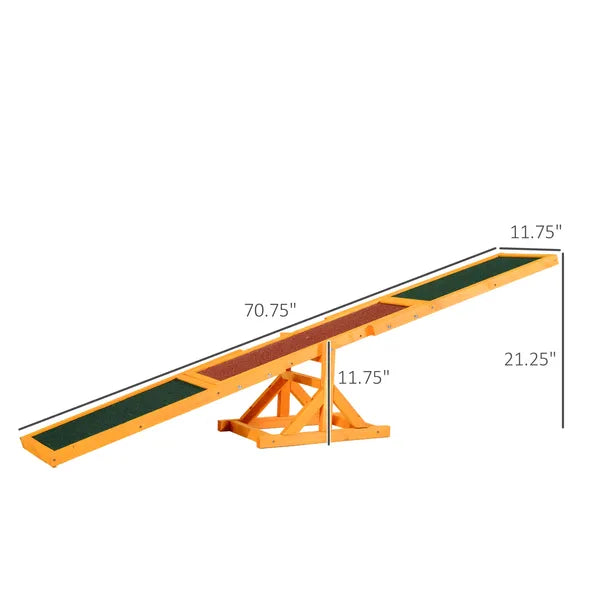 PawHut Wooden Dog Agility Seesaw, Training and Exercise Equipment, Weather Resistant, 71 Inch L, Natural - product image 3