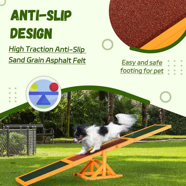 PawHut Wooden Dog Agility Seesaw, Training and Exercise Equipment, Weather Resistant, 71 Inch L, Natural - product image 5
