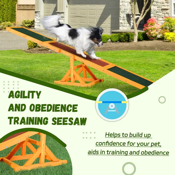 PawHut Wooden Dog Agility Seesaw, Training and Exercise Equipment, Weather Resistant, 71 Inch L, Natural - product image 7