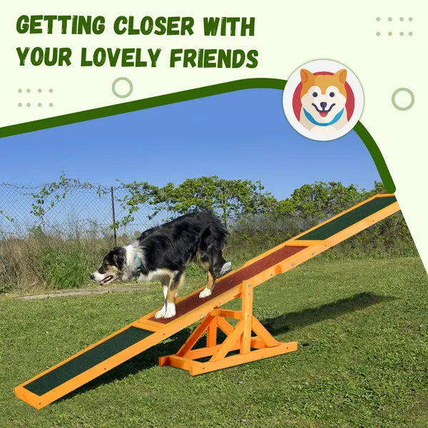 PawHut Wooden Dog Agility Seesaw, Training and Exercise Equipment, Weather Resistant, 71 Inch L, Natural - product image 6