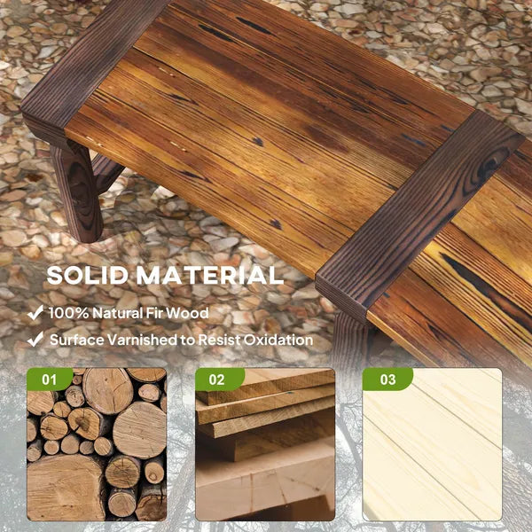 Outsunny Wooden Garden Bench, Semicircular Round Outdoor Tree Bench, Wrap Around Park Bench for Yard, Patio, Deck, Lawn, Brown - product image 5