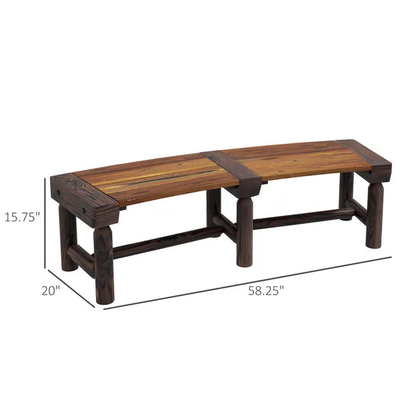 Outsunny Wooden Garden Bench, Semicircular Round Outdoor Tree Bench, Wrap Around Park Bench for Yard, Patio, Deck, Lawn, Brown - product image 3