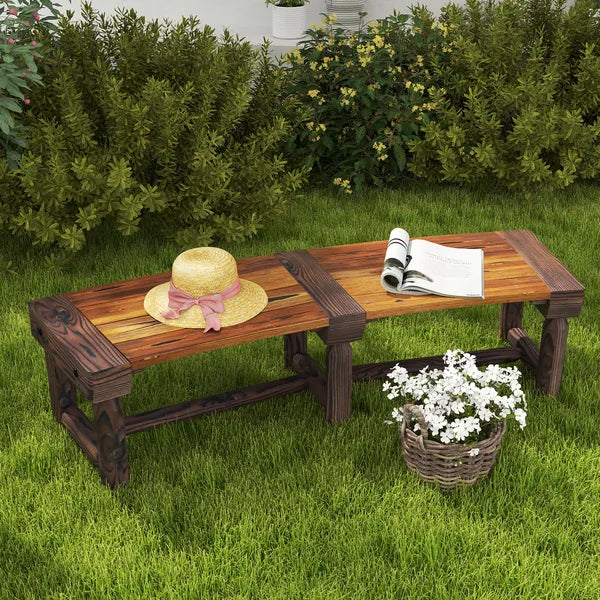 Outsunny Wooden Garden Bench, Semicircular Round Outdoor Tree Bench, Wrap Around Park Bench for Yard, Patio, Deck, Lawn, Brown - product image 2