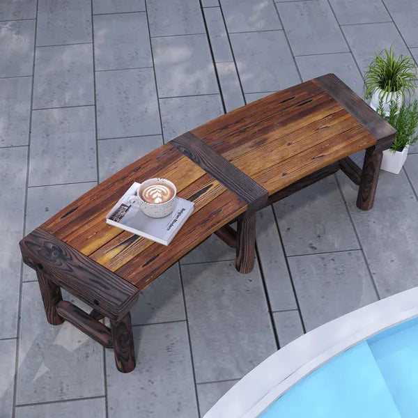 Outsunny Wooden Garden Bench, Semicircular Round Outdoor Tree Bench, Wrap Around Park Bench for Yard, Patio, Deck, Lawn, Brown - product image 10
