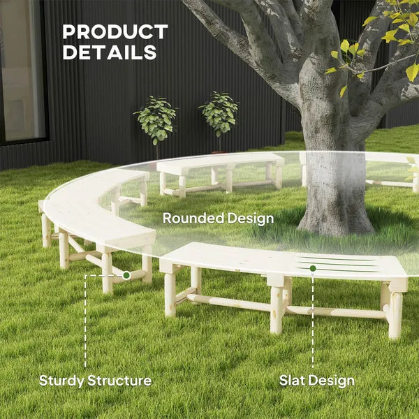 Outsunny Wooden Garden Bench, Semicircular Round Outdoor Tree Bench, Wrap Around Park Bench for Yard, Patio, Deck, Lawn, Natural - product image 6