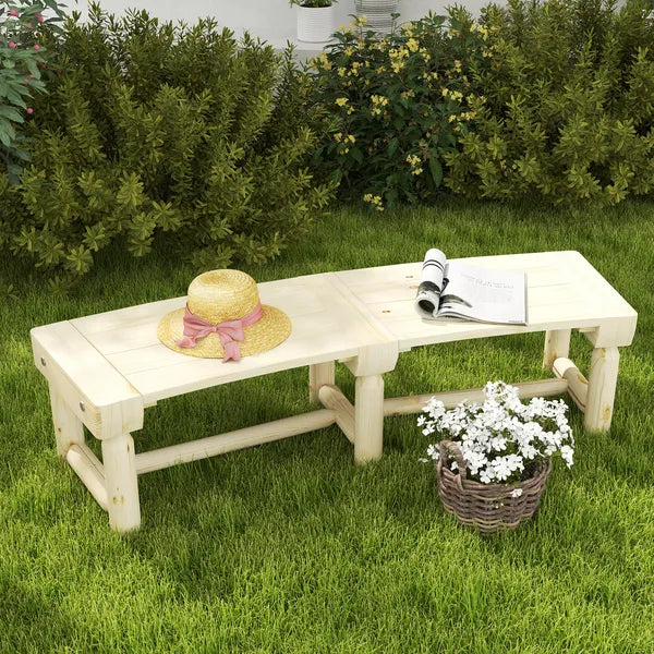 Outsunny Wooden Garden Bench, Semicircular Round Outdoor Tree Bench, Wrap Around Park Bench for Yard, Patio, Deck, Lawn, Natural - product image 2