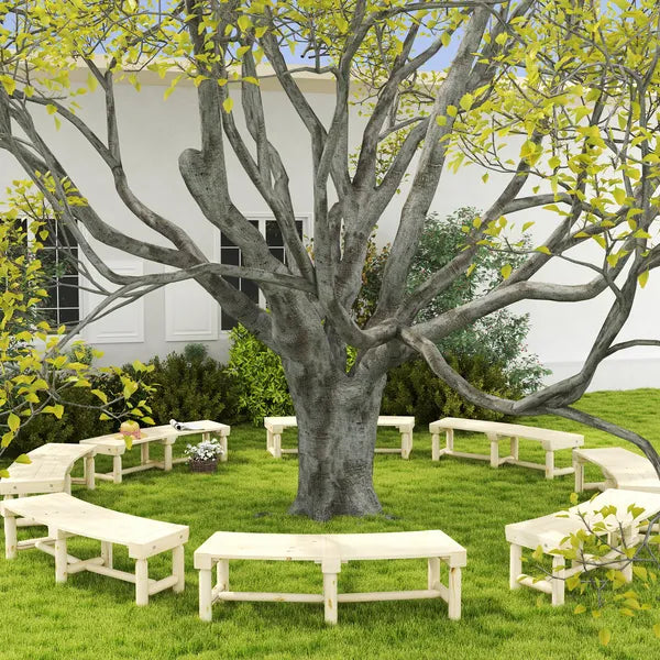 Outsunny Wooden Garden Bench, Semicircular Round Outdoor Tree Bench, Wrap Around Park Bench for Yard, Patio, Deck, Lawn, Natural - product image 8