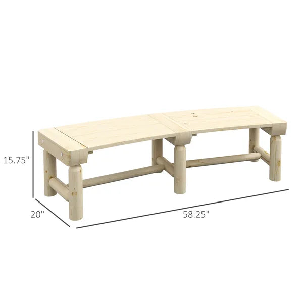 Outsunny Wooden Garden Bench, Semicircular Round Outdoor Tree Bench, Wrap Around Park Bench for Yard, Patio, Deck, Lawn, Natural - product image 3