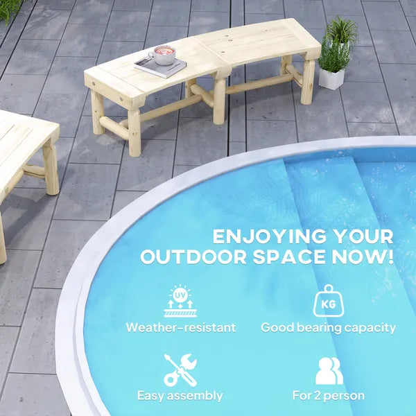 Outsunny Wooden Garden Bench, Semicircular Round Outdoor Tree Bench, Wrap Around Park Bench for Yard, Patio, Deck, Lawn, Natural - product image 7