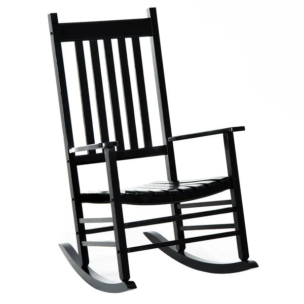 Outsunny Wooden Outdoor Rocking Chair with Armrests, High Back for Garden, Patio, Balcony, Porch, Black - product image 11