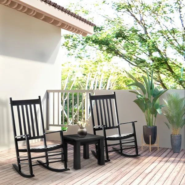 Outsunny Wooden Outdoor Rocking Chair with Armrests, High Back for Garden, Patio, Balcony, Porch, Black - product image 7