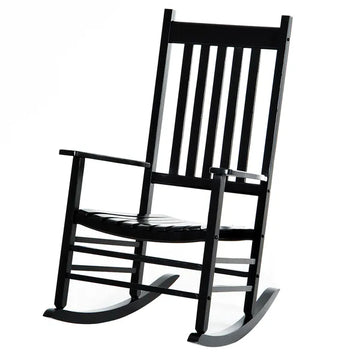 Outsunny Wooden Outdoor Rocking Chair with Armrests, High Back for Garden, Patio, Balcony, Porch, Black - product image 1