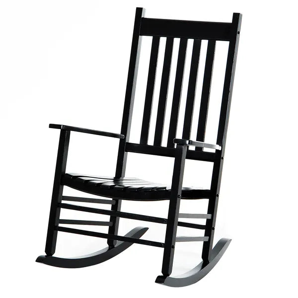 Outsunny Wooden Outdoor Rocking Chair with Armrests, High Back for Garden, Patio, Balcony, Porch, Black - product image 1