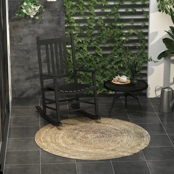 Outsunny Wooden Outdoor Rocking Chair with Armrests, High Back for Garden, Patio, Balcony, Porch, Black - product image 2