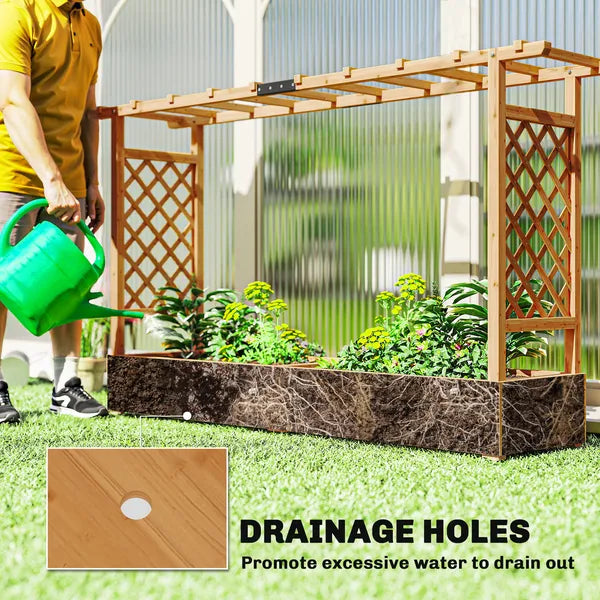 Wooden Planter Box with Trellis, Hanging Roof and Drainage Holes for Climbing Plants, Vegetables, Herbs and Flowers - product image 6
