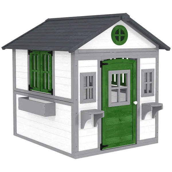 Outsunny Wooden Playhouse for Kids Outdoor with Doors, Windows, Planter Pots and Boxes for Toddlers 3-8 Years, White - product image 12