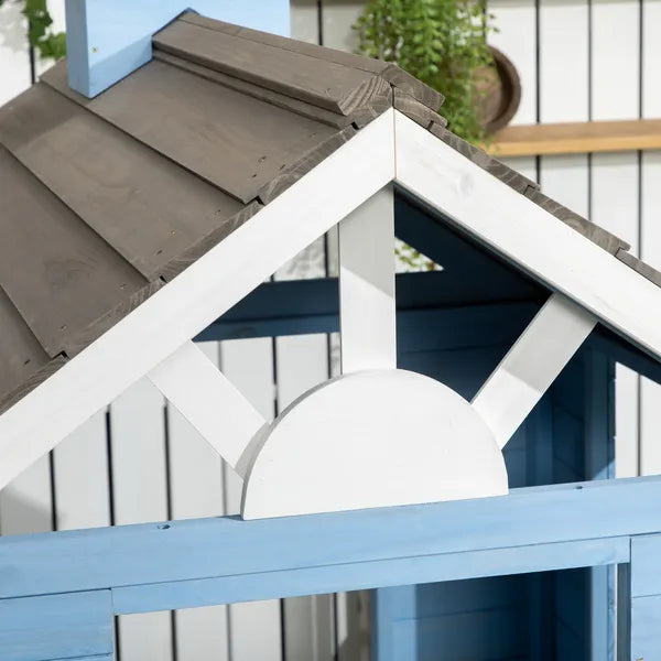 Wooden Playhouse for Kids Outdoor with Flower Pot Holders, Door, Windows, Service Stations for 3-7 Years, Blue - product image 8