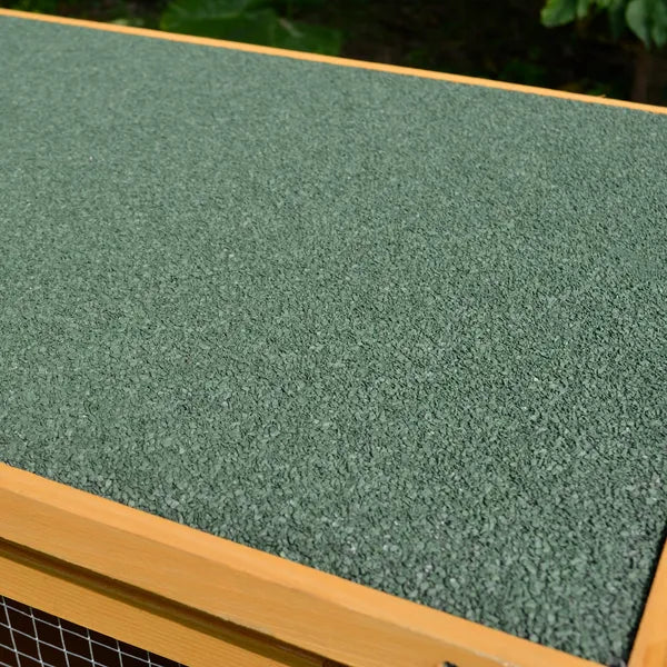 PawHut Wooden Rabbit Hutch Bunny Cage Openable Waterproof Roof No Leak Tray Sturdy Fir Wood Indoor Outdoor Yellow Green - product image 9