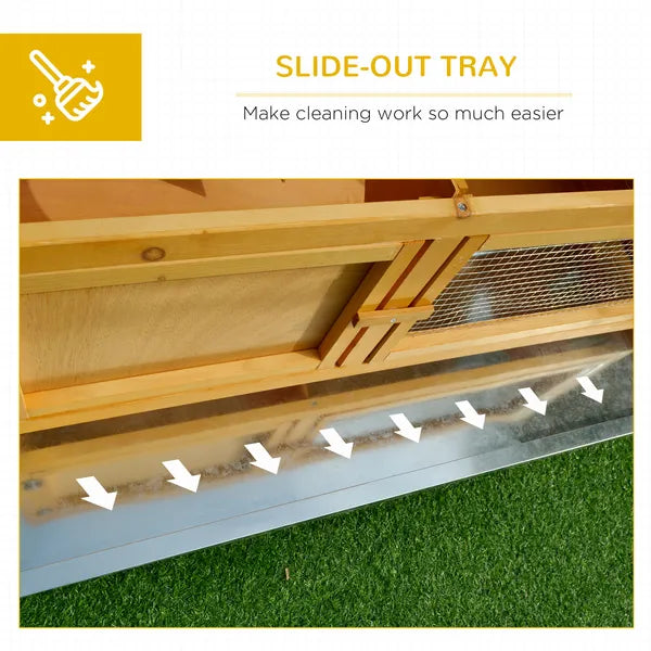 PawHut Wooden Rabbit Hutch Bunny Cage Openable Waterproof Roof No Leak Tray Sturdy Fir Wood Indoor Outdoor Yellow Green - product image 5