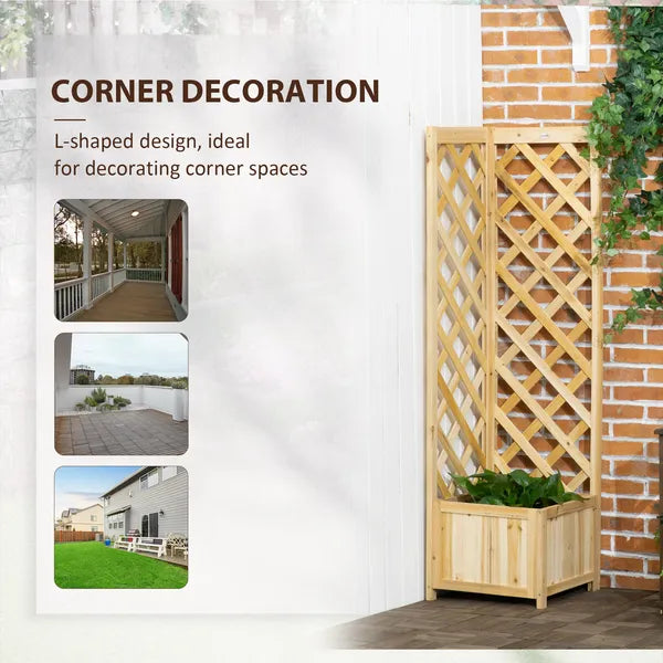 Wooden Raised Garden Bed, Planter with Trellis for Vine Climbing and Vegetables, Herbs and Flowers Growing, Natural - product image 6