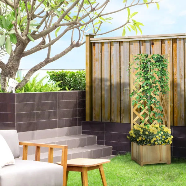 Wooden Raised Garden Bed, Planter with Trellis for Vine Climbing and Vegetables, Herbs and Flowers Growing, Natural - product image 10
