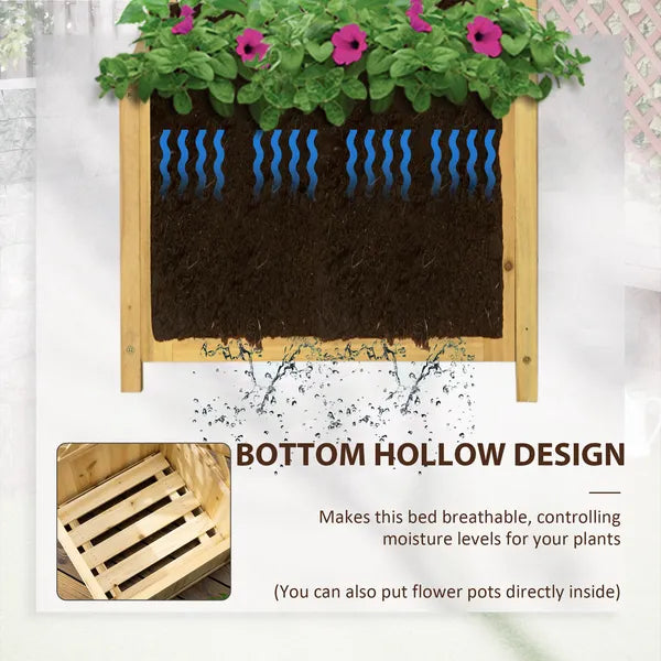 Wooden Raised Garden Bed, Planter with Trellis for Vine Climbing and Vegetables, Herbs and Flowers Growing, Natural - product image 5