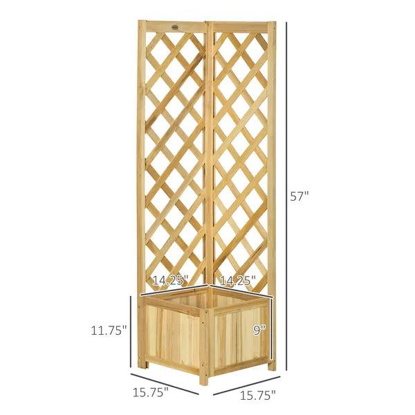 Wooden Raised Garden Bed, Planter with Trellis for Vine Climbing and Vegetables, Herbs and Flowers Growing, Natural - product image 3