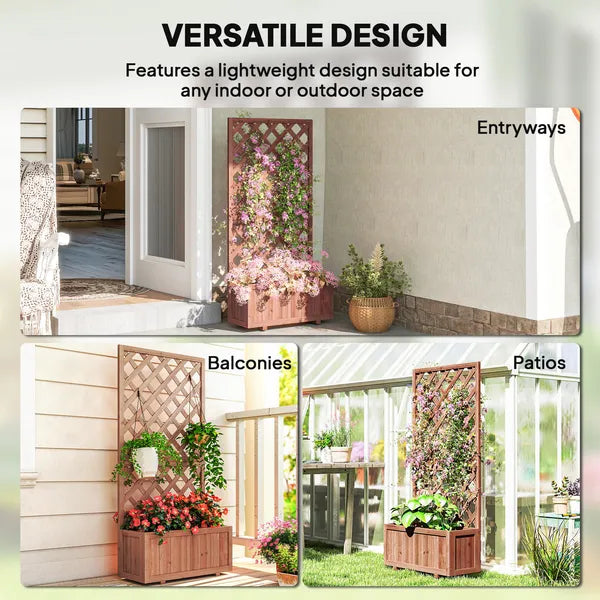 59 Inch Wooden Raised Garden Bed with Trellis and Drainage Holes, Orange - product image 6