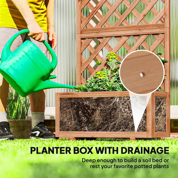 59 Inch Wooden Raised Garden Bed with Trellis and Drainage Holes, Orange - product image 5