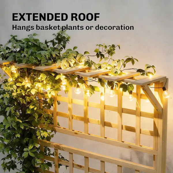 Outsunny Wooden Raised Garden Bed with Trellis and Roof, Elevated Planter Box with 2 Shelves, Drainage Hole and Liner, Natural - product image 5