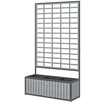 Outsunny Wooden Raised Garden Bed with Trellis, Removable Pots, for Backyard, Patio, Balcony, 29" x 11" x 52", Gray - product image 1