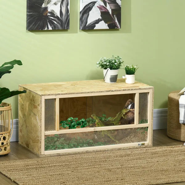 31.5 Inch Wooden Reptile Terrarium with Sliding Glass Door and Mesh Ventilation - product image 2
