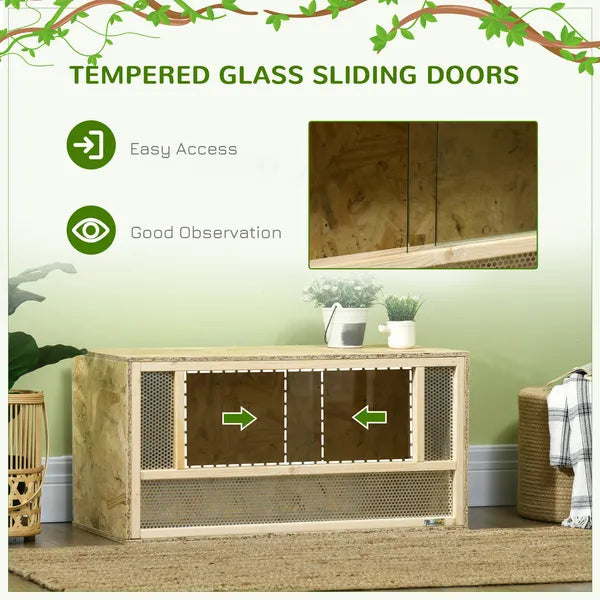 31.5 Inch Wooden Reptile Terrarium with Sliding Glass Door and Mesh Ventilation - product image 6