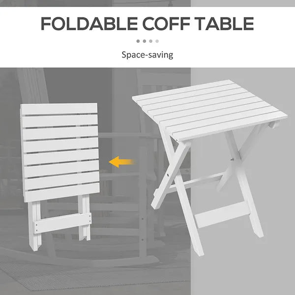 Outsunny 3-Piece Wooden Outdoor Rocking Chair Set with 2 Chairs and Side Table White - product image 7