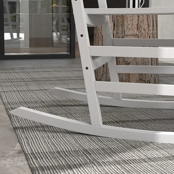 Outsunny 3-Piece Wooden Outdoor Rocking Chair Set with 2 Chairs and Side Table White - product image 8