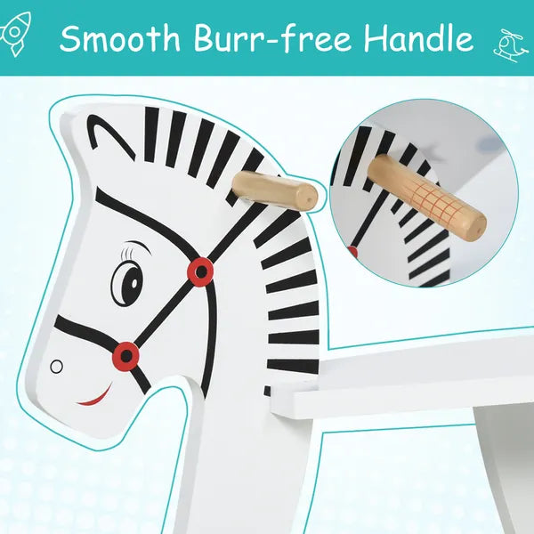 Wooden Rocking Horse, Classic Toddler Ride-On, Safe Traditional, White with Safety Bar, for 1-3 Years - product image 6