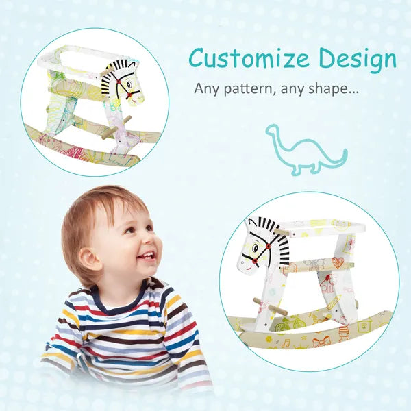 Wooden Rocking Horse, Classic Toddler Ride-On, Safe Traditional, White with Safety Bar, for 1-3 Years - product image 4