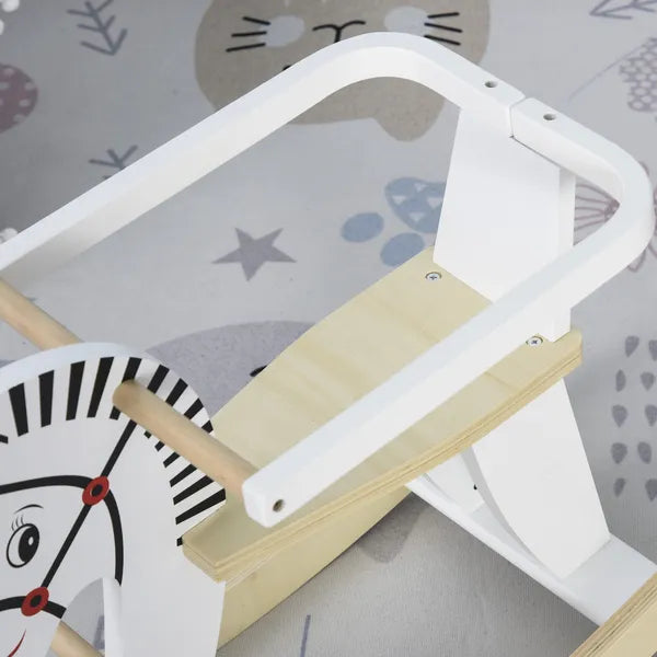 Wooden Rocking Horse, Classic Toddler Ride-On, Safe Traditional, White with Safety Bar, for 1-3 Years - product image 15