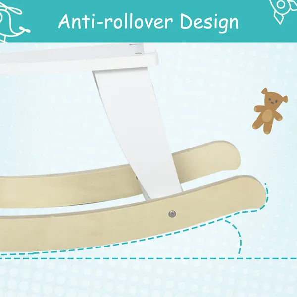 Wooden Rocking Horse, Classic Toddler Ride-On, Safe Traditional, White with Safety Bar, for 1-3 Years - product image 8