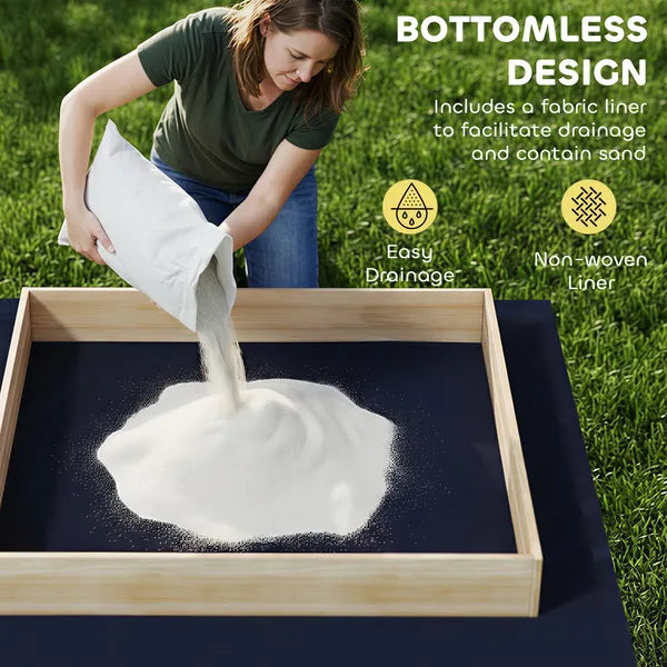 Wooden Sandbox with Digger, Kids Sandbox with 360A degree Rotating Seat and Bottom Liner, 72" x 35" x 22" - product image 7