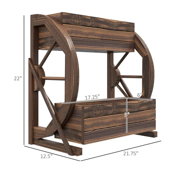 Outsunny Wooden Wagon Planter Box, 2-Tier Raised Garden Bed, for Vegetables Flowers Herbs, 22" x 13" x 22" - product image 3