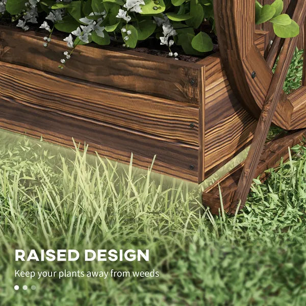 Outsunny Wooden Wagon Planter Box, 2-Tier Raised Garden Bed, for Vegetables Flowers Herbs, 22" x 13" x 22" - product image 6