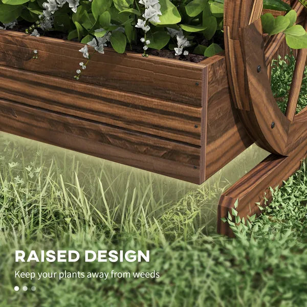 Outsunny Wooden Wagon Planter Box 3-Tier Raised Garden Bed for Vegetables Flowers Herbs - product image 6