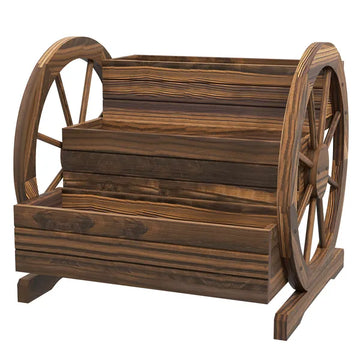 Outsunny Wooden Wagon Planter Box 3-Tier Raised Garden Bed for Vegetables Flowers Herbs - product image 1
