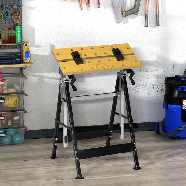 HOMCOM Work Bench Tool Stand with Adjustable Height and Angle, Carpenter Saw Table with 4 Clamps, Steel Frame, 220lbs Capacity - product image 10