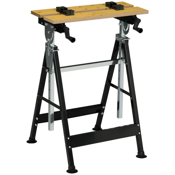 HOMCOM Work Bench Tool Stand with Adjustable Height and Angle, Carpenter Saw Table with 4 Clamps, Steel Frame, 220lbs Capacity - product image 1