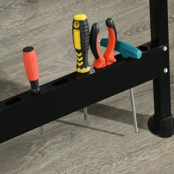 HOMCOM Work Bench Tool Stand with Adjustable Height and Angle, Carpenter Saw Table with 4 Clamps, Steel Frame, 220lbs Capacity - product image 12