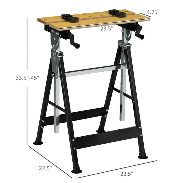 HOMCOM Work Bench Tool Stand with Adjustable Height and Angle, Carpenter Saw Table with 4 Clamps, Steel Frame, 220lbs Capacity - product image 3