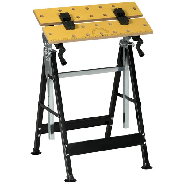 HOMCOM Work Bench Tool Stand with Adjustable Height and Angle, Carpenter Saw Table with 4 Clamps, Steel Frame, 220lbs Capacity - product image 11
